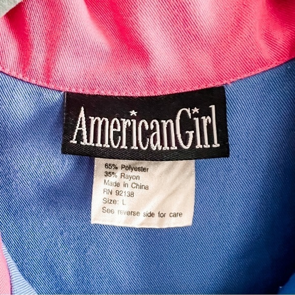 American Girl Vintage Kids Blue & Pink Bowling Shirt Large Bowling Pin Buttons - Picture 4 of 10